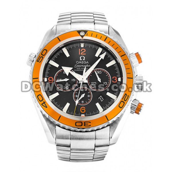 Attractive Black Dial Omega Planet Ocean Replica Watches For Men With Orange Bezel