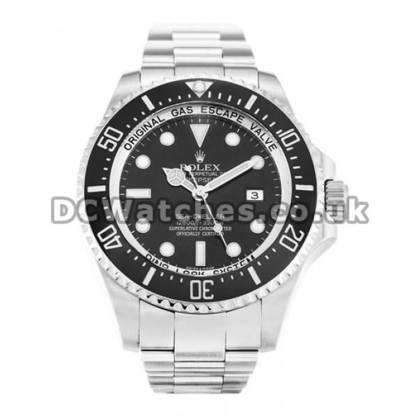 High-quality Steel Rolex Deepsea Fake Watches 44MM Black Dial For Men (Ceramic Bezel)