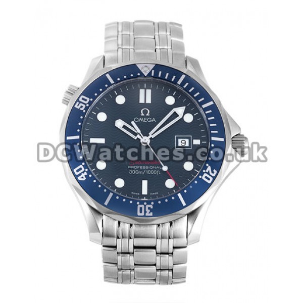 Popular Swiss 41MM Omega Seamaster Blue Dial Replica Watches For Men