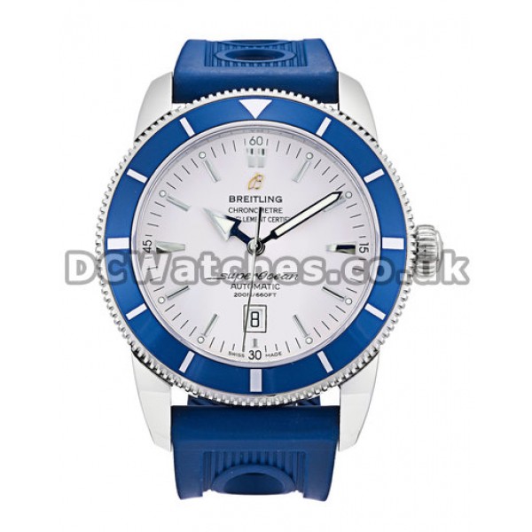 46MM Blue Rubber Strap Male Replica Breitling SuperOcean Heritage Fake Watches