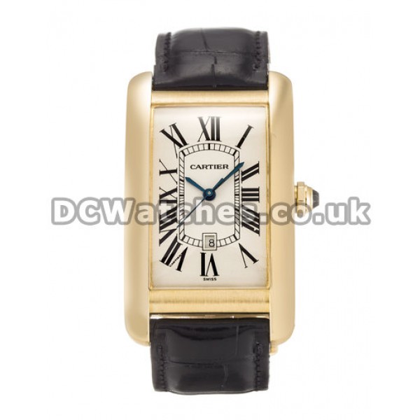 Cartier Tank Americaine Series Leather Strap Watches For UK